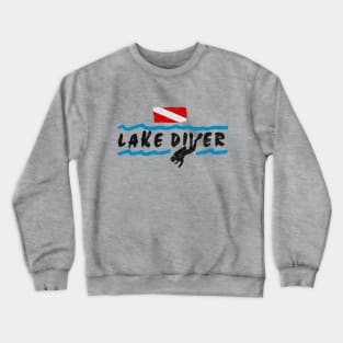 Lake Diver Scuba Diving Dive Flag Freshwater Diver Crewneck Sweatshirt